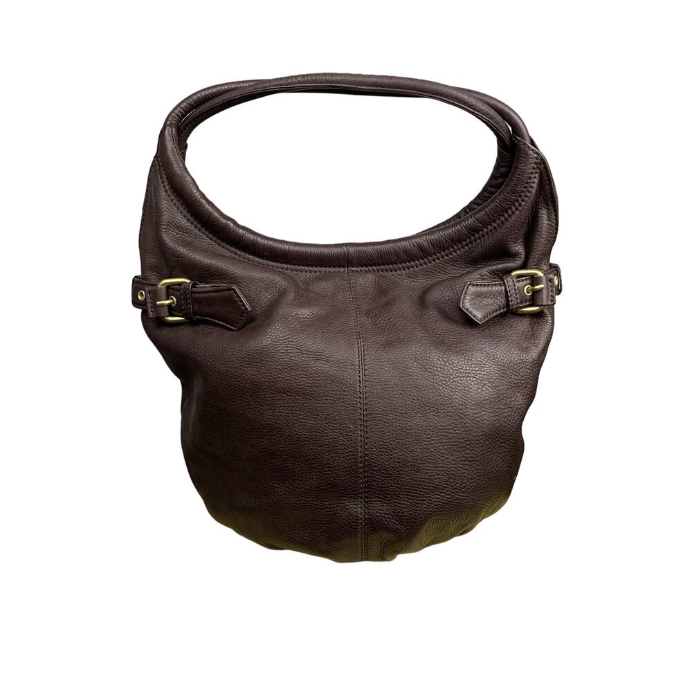 Kenneth Cole Dark Brown Leather Slouchy Hobo Circle Shoulder Bag
